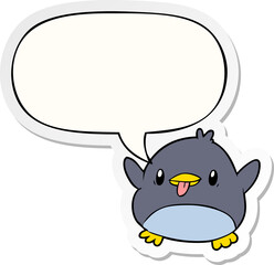 cute cartoon penguin with speech bubble sticker