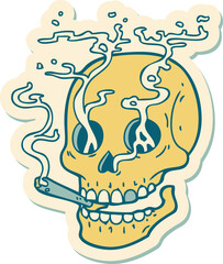 Wall Mural - sticker of tattoo in traditional style of a skull