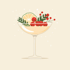 Canvas Print - Christmas classic cocktails. Mid century illustration style. Drinks with festive garnish