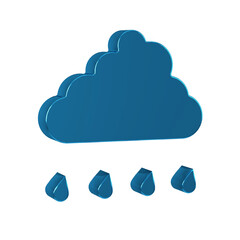 Wall Mural - Blue Cloud with rain icon isolated on transparent background. Rain cloud precipitation with rain drops.