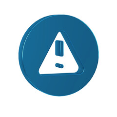 Wall Mural - Blue Exclamation mark in triangle icon isolated on transparent background. Hazard warning sign, careful, attention, danger warning important.