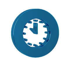 Poster - Blue Clock icon isolated on transparent background. Time symbol.