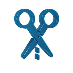 Canvas Print - Blue Scissors with cut line icon isolated on transparent background. Tailor symbol. Cutting tool sign.