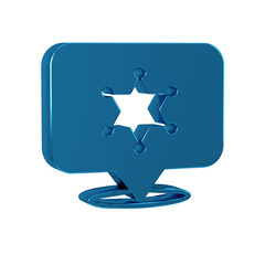 Poster - Blue Hexagram sheriff icon isolated on transparent background. Police badge icon.