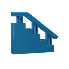 Poster - Blue Skateboard stairs with rail icon isolated on transparent background.