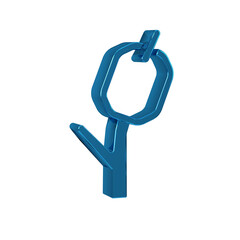 Poster - Blue Marshmallow on stick icon isolated on transparent background.