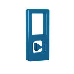 Sticker - Blue Music player icon isolated on transparent background. Portable music device.