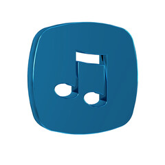 Poster - Blue Music note, tone icon isolated on transparent background.