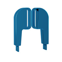 Poster - Blue Air headphones icon icon isolated on transparent background. Holder wireless in case earphones garniture electronic gadget.