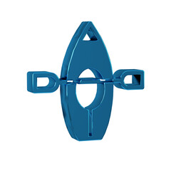 Poster - Blue Kayak and paddle icon isolated on transparent background. Kayak and canoe for fishing and tourism. Outdoor activities.