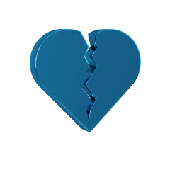 Sticker - Blue Broken heart or divorce icon isolated on transparent background. Love symbol. Happy Valentines day.