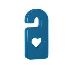 Sticker - Blue Please do not disturb with heart icon isolated on transparent background. Hotel Door Hanger Tags.