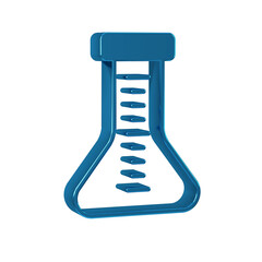 Poster - Blue Test tube and flask chemical laboratory test icon isolated on transparent background. Laboratory glassware sign.