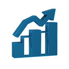 Poster - blue financial growth increase icon isolated on transparent background. increasing revenue.