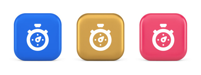 Poster - Stopwatch button timer speed time counting application panel interface 3d realistic icon