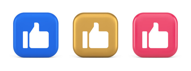 Poster - Thumb up like cool button cyberspace approve acceptance communication 3d realistic icon