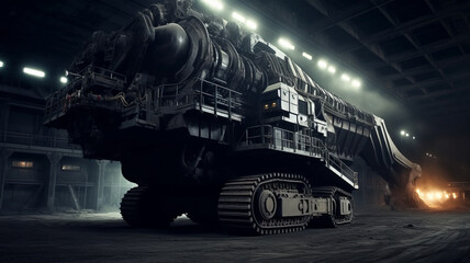 Huge mining machine in the coal mine generative ai