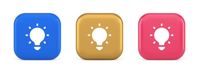 Poster - Light bulb illuminated innovation idea button brainstorming creative solution 3d icon