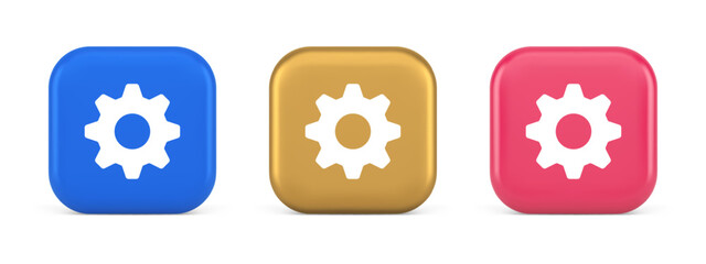 Poster - Cog gear button web technology setting repair business interface 3d realistic icon