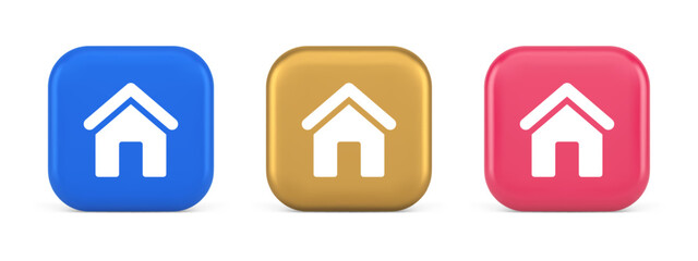 Poster - Main internet page button homepage house with roof navigation cyberspace interface 3d icon