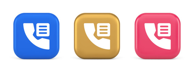 Poster - Phone book contact numbers list button search voice communication 3d realistic icon
