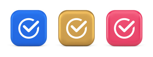 Poster - Checkmark in circle done approved button ok acceptance positive vote enter 3d realistic icon
