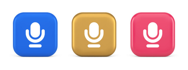 Poster - Microphone sound live recording button web app design radio music broadcasting 3d icon