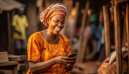 Joyful slum woman, blending simplicity with serene grace.Generative ai