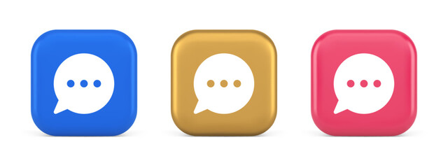 Poster - think bubble chat button online dialogue social network communication 3d realistic icon