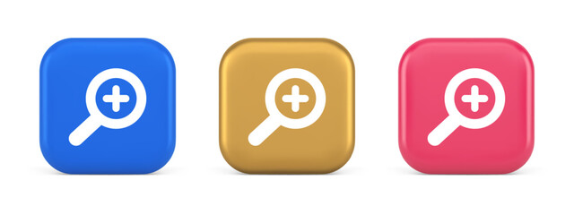 Poster - Zoom search cyberspace information button discovery magnifying glass plus 3d realistic icon