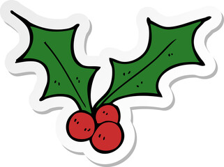 Canvas Print - sticker of a cartoon christmas holly