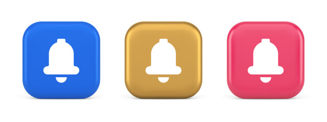 Poster - Handbell ring button cyberspace sound reminder service 3d realistic icon