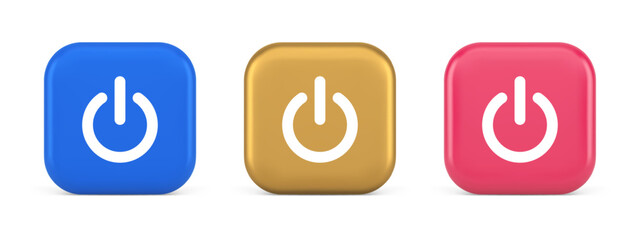 Poster - Shutdown turn on off button energy switch power start stop web app design 3d realistic icon