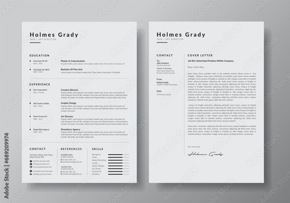 Modern Clean Resume Cv Template Stock Vector | Adobe Stock
