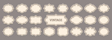 Vintage Paper Label Set. Decorative Retro Blank Frames. Premium Quality Product Cardboard Shop Price Tag Sticker Empty Shapes. Elegant Royal Emblem, Wedding Invitation Card, Patch Badge Signboard