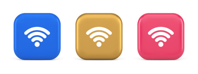Poster - Wi fi internet connection button high speed wireless cyberspace digital network 3d icon