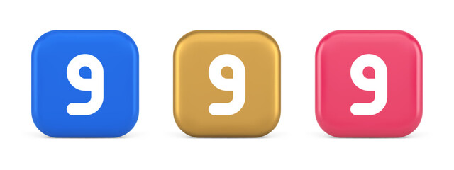 Poster - Nine number button calculation math financial budget web app 3d realistic icon