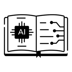 Poster - Editable line icon of an ai book 