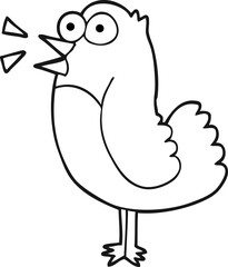 Wall Mural - freehand drawn black and white cartoon bird