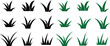 Fill Lawn grass Icons Set. Cartoons of plant and shrubs for boarding and framing, eco and organic logo elements. Vectors spring field planting shape lawns or garden collection, Transparent background.