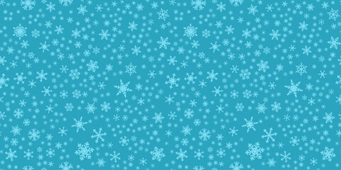 Poster - Snowflakes seamless pattern for Christmas holidays. Xmas snowflake ornament for winter holidays greeting card or wrapper. Christmas snowfall texture.