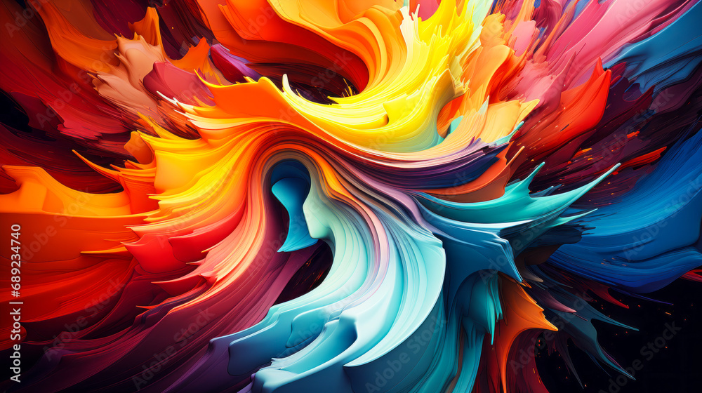 Vibrant Digital Art of Swirling Colors and Abstract Shapes Creating a ...