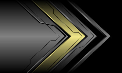 Poster - Abstract grey metallic gold arrow cyber direction geometric design modern futuristic technology background vector