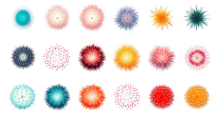 Poster - Set of vector fireworks Isolated on transparent background, png file.