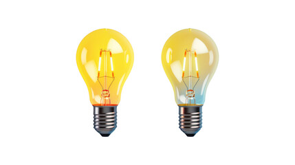 Aufkleber - Light bulb. Yellow and blue glowing incandescent bulbs. Isolated on a clear background, PNG file.