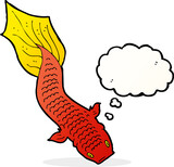 Fototapeta Dinusie - cartoon fish with thought bubble