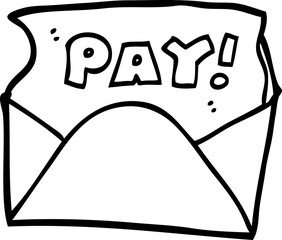 Sticker - black and white cartoon pay packet