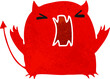 retro cartoon illustration of a cute kawaii devil