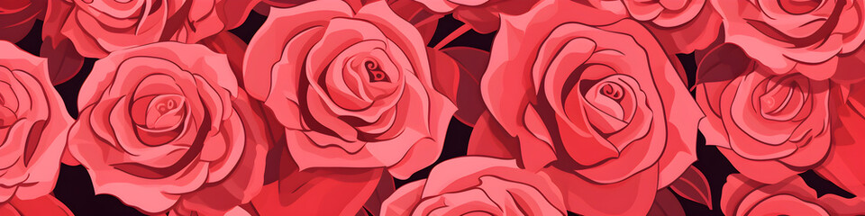 Wall Mural - simple illustration of rose flowers background banner
