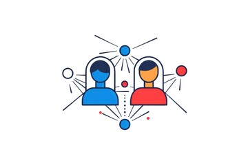 Poster - Two individuals positioned across from each other within a circular formation. Suitable for various concepts and designs